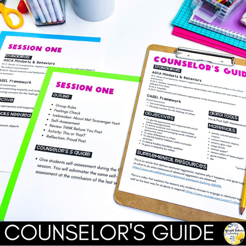 Elementary School Counseling Small Group Bundle - Anxiety, Social Skills & more!
